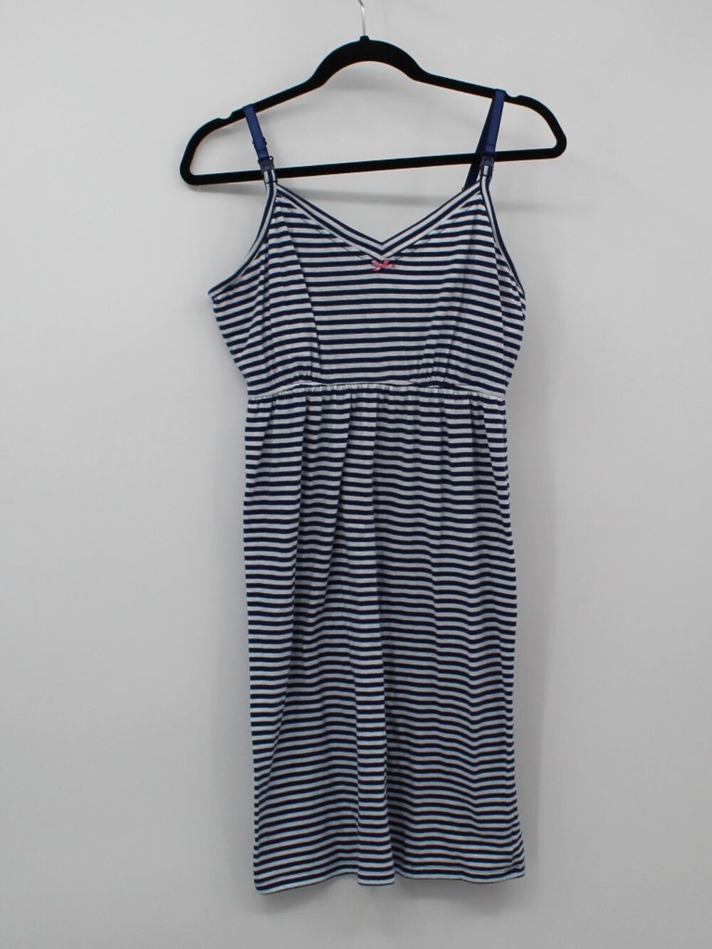 Blue and White Striped Summer Maternity‎ Dress Sz Med Vacation Pool Cool Soft